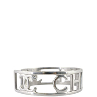 Chanel CC Silver Logo Cuff Left Side