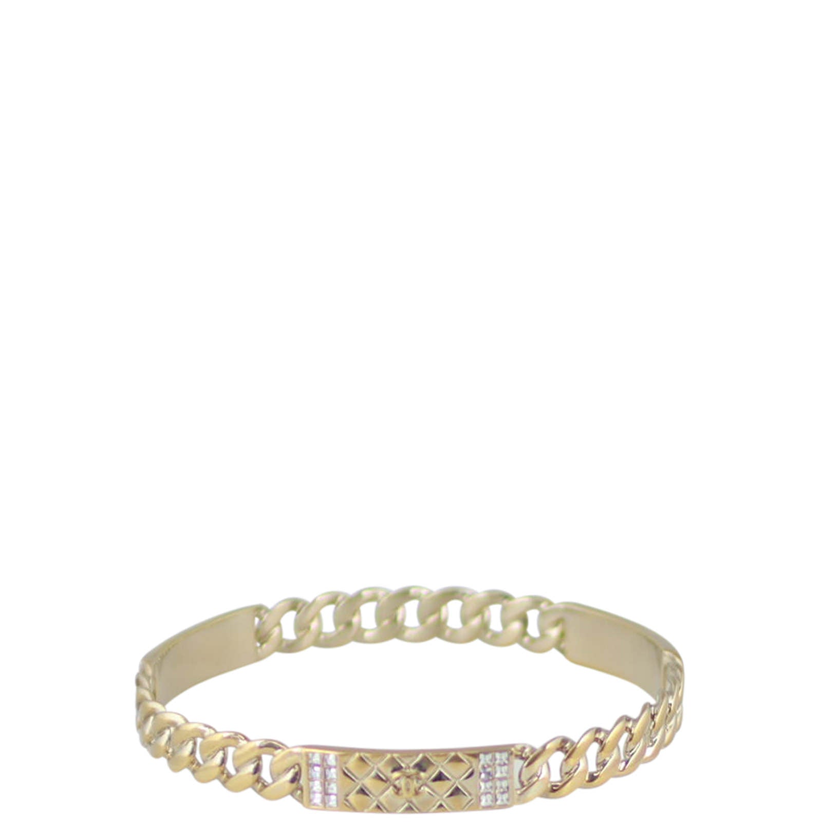 Chanel CC Crystal Textured Chain Link Bangle Front