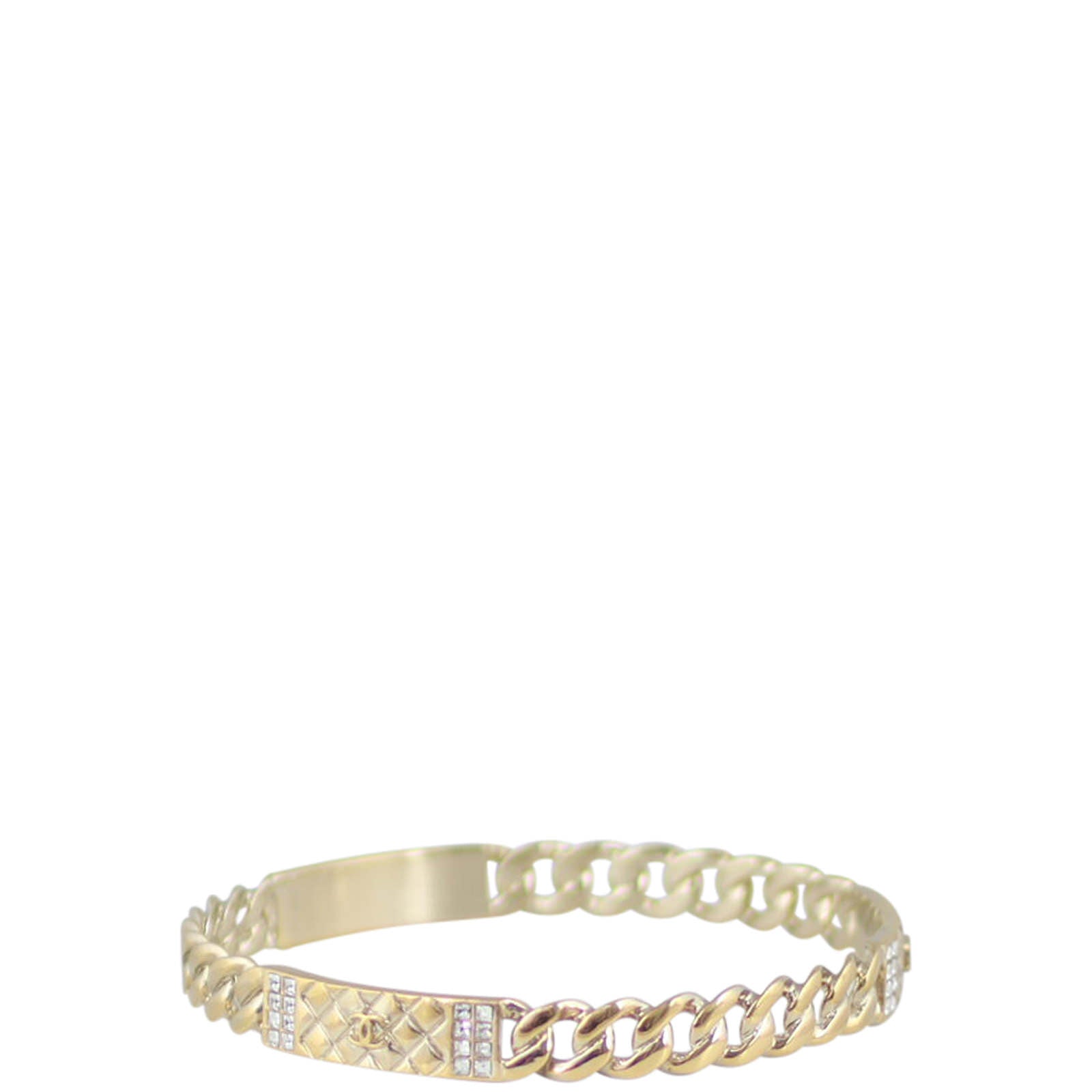 Chanel CC Crystal Textured Chain Link Bangle Left