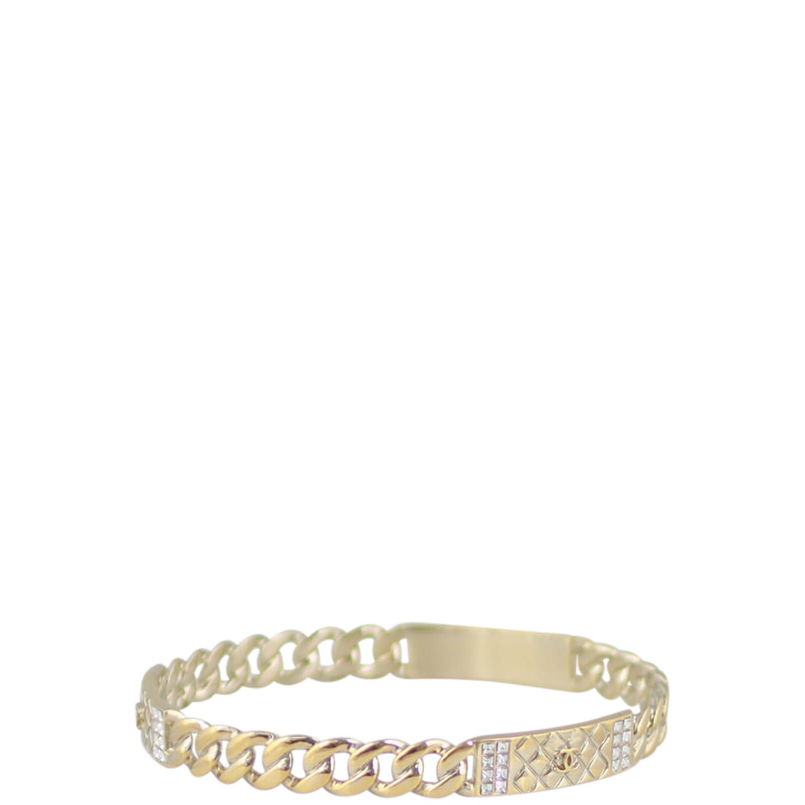 Chanel CC Crystal Textured Chain Link Bangle Right