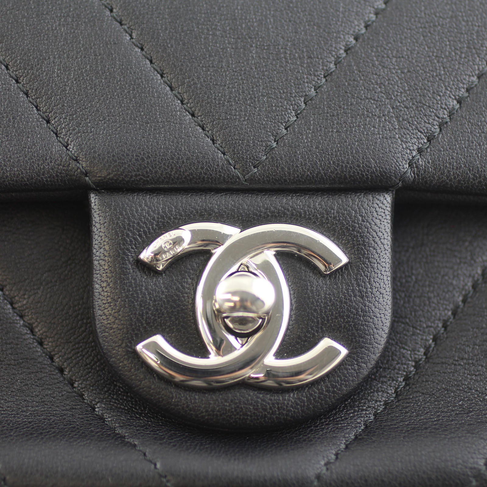 Chanel Chevron CC Mini Flap Bag Lock