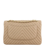 Chanel Classic Double Flap Jumbo Chevron back