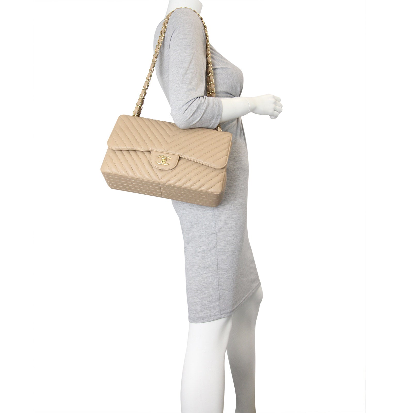 Chanel Classic Double Flap Jumbo Chevron mannequin
