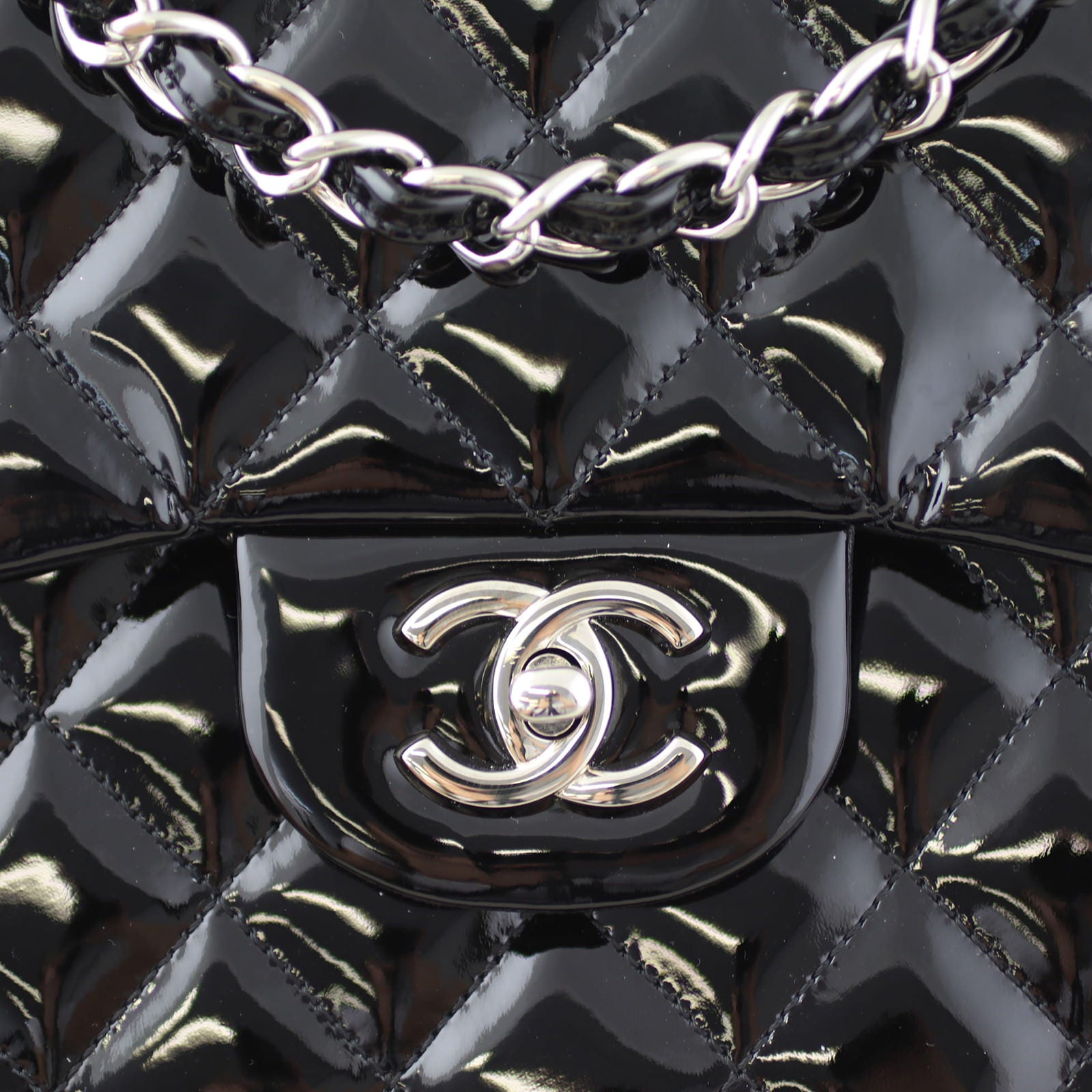 Chanel Classic Double Flap Jumbo Patent Lock