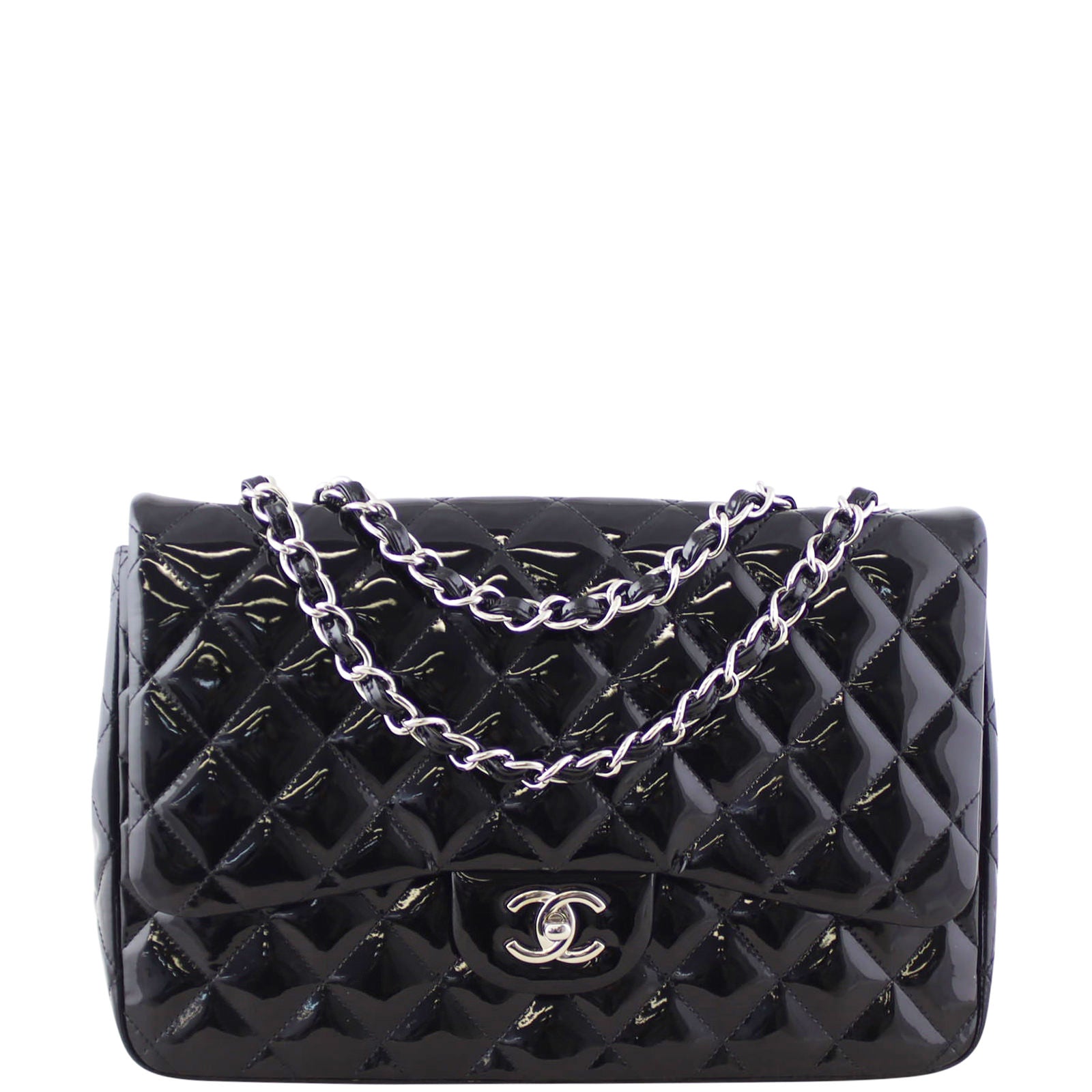 Chanel Classic Double Flap Jumbo Patent Front