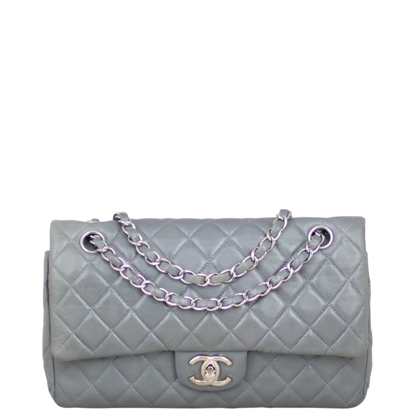 Chanel Classic Double Flap Medium (grey) Front