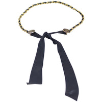 Chanel Coin Charm Tie Belt (black/navy) Front