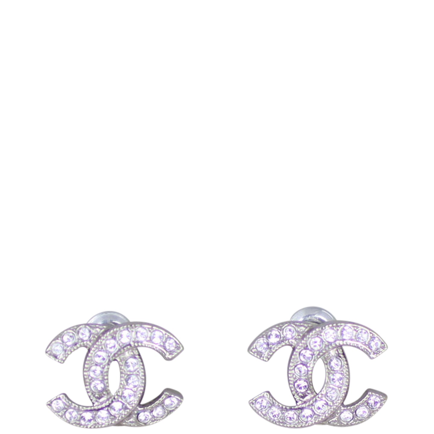 Chanel CC Crystal Stud Earrings Front