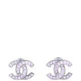 Chanel CC Crystal Stud Earrings Front