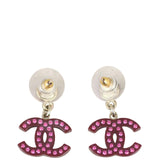 Chanel Crystal Embellished CC Drop Earrings Back