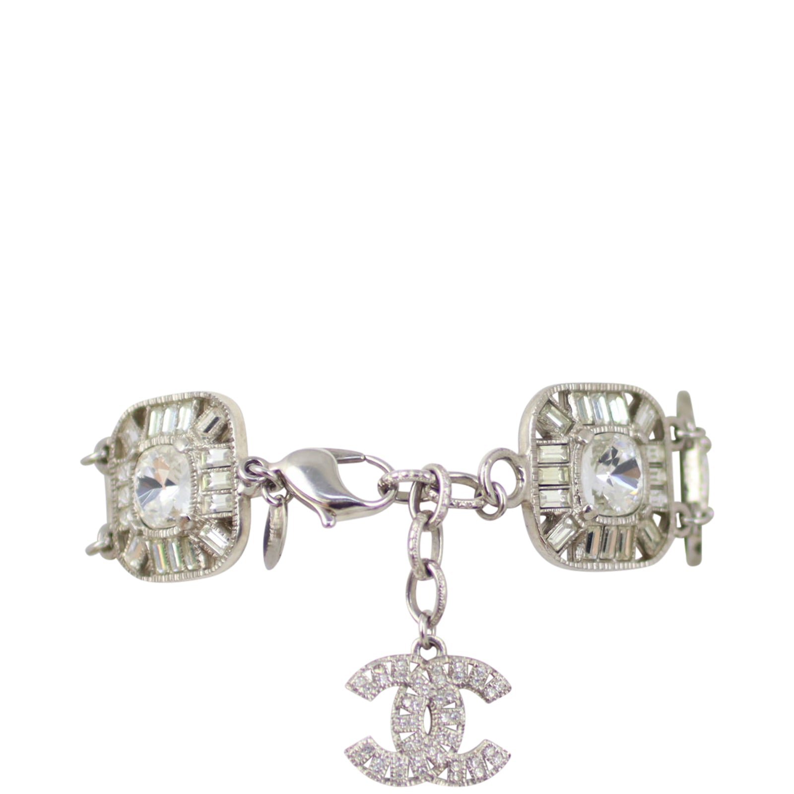 Chanel Crystal Embellished Square Bracelet Back