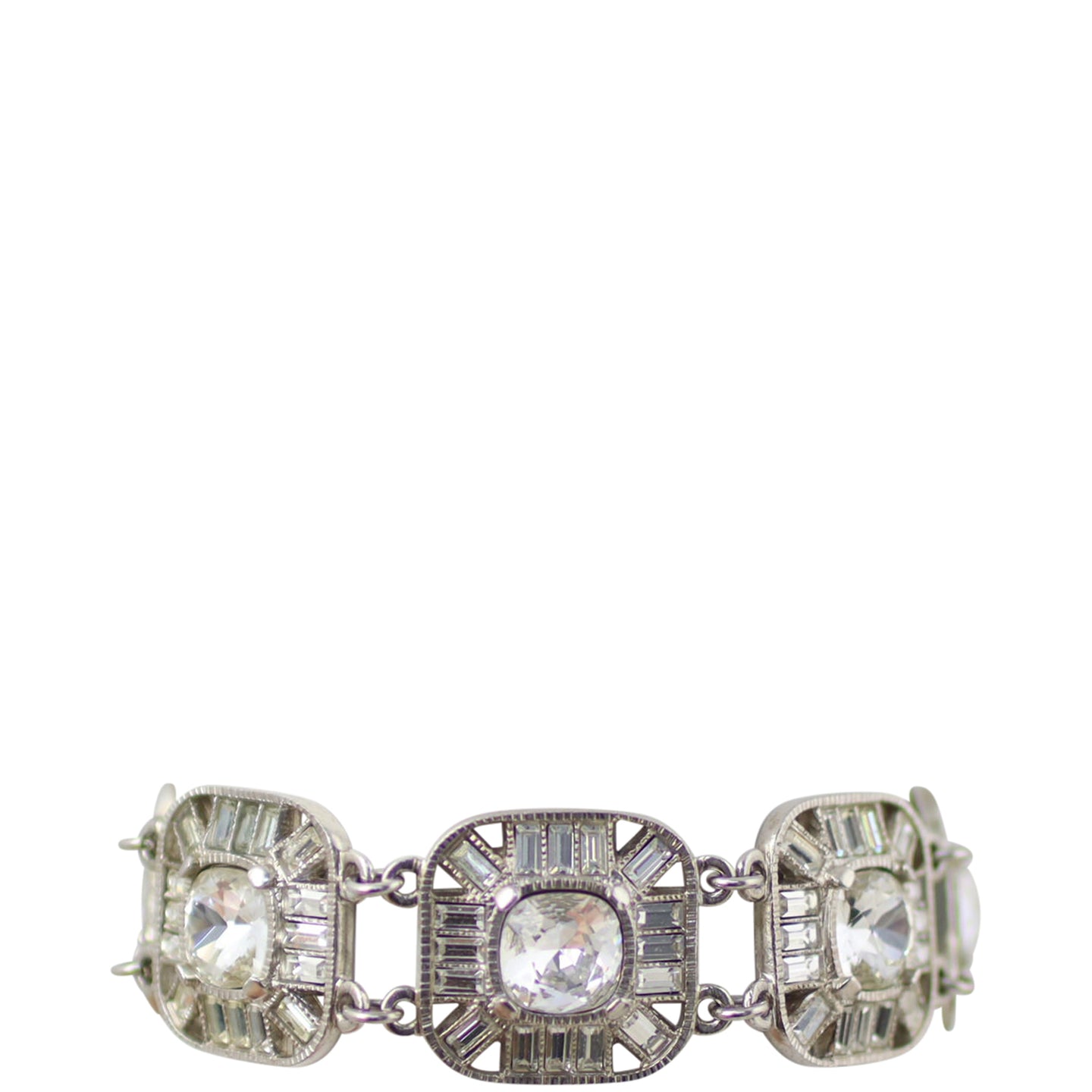 Chanel Crystal Embellished Square Bracelet Front