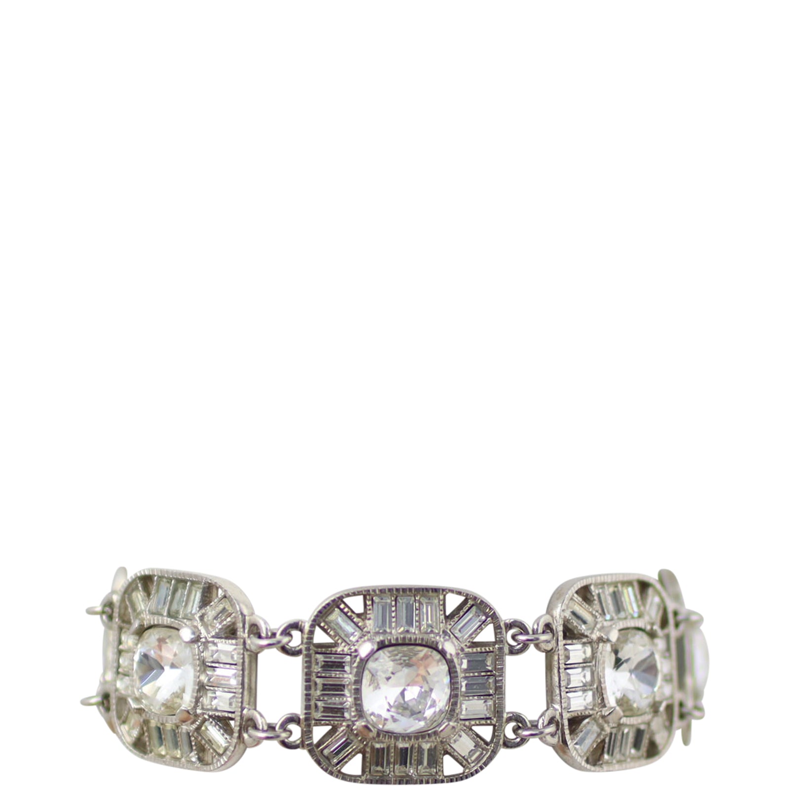 Chanel Crystal Embellished Square Bracelet Front