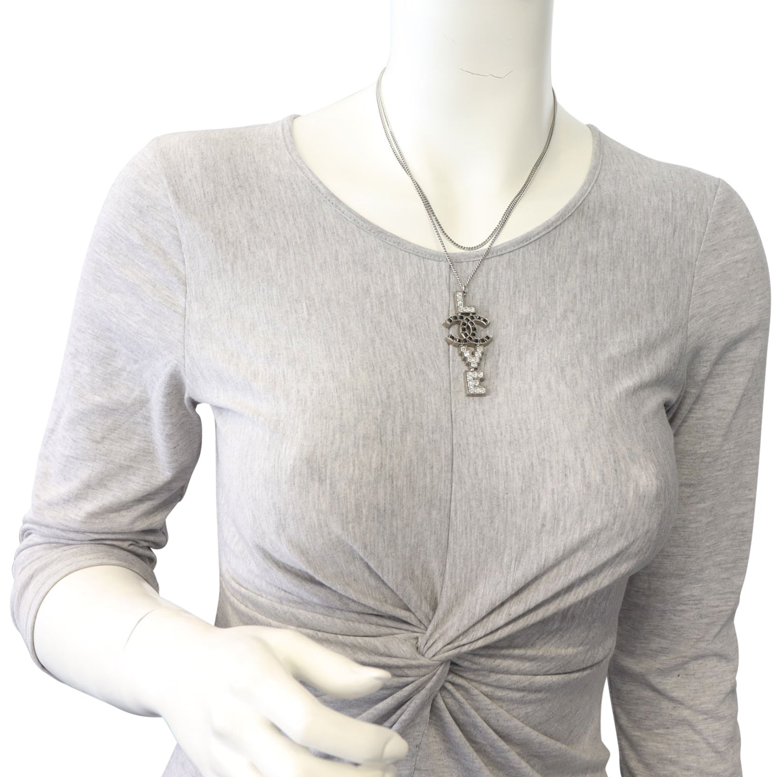 Chanel Crystal Love CC Pendant Necklace Mannequin