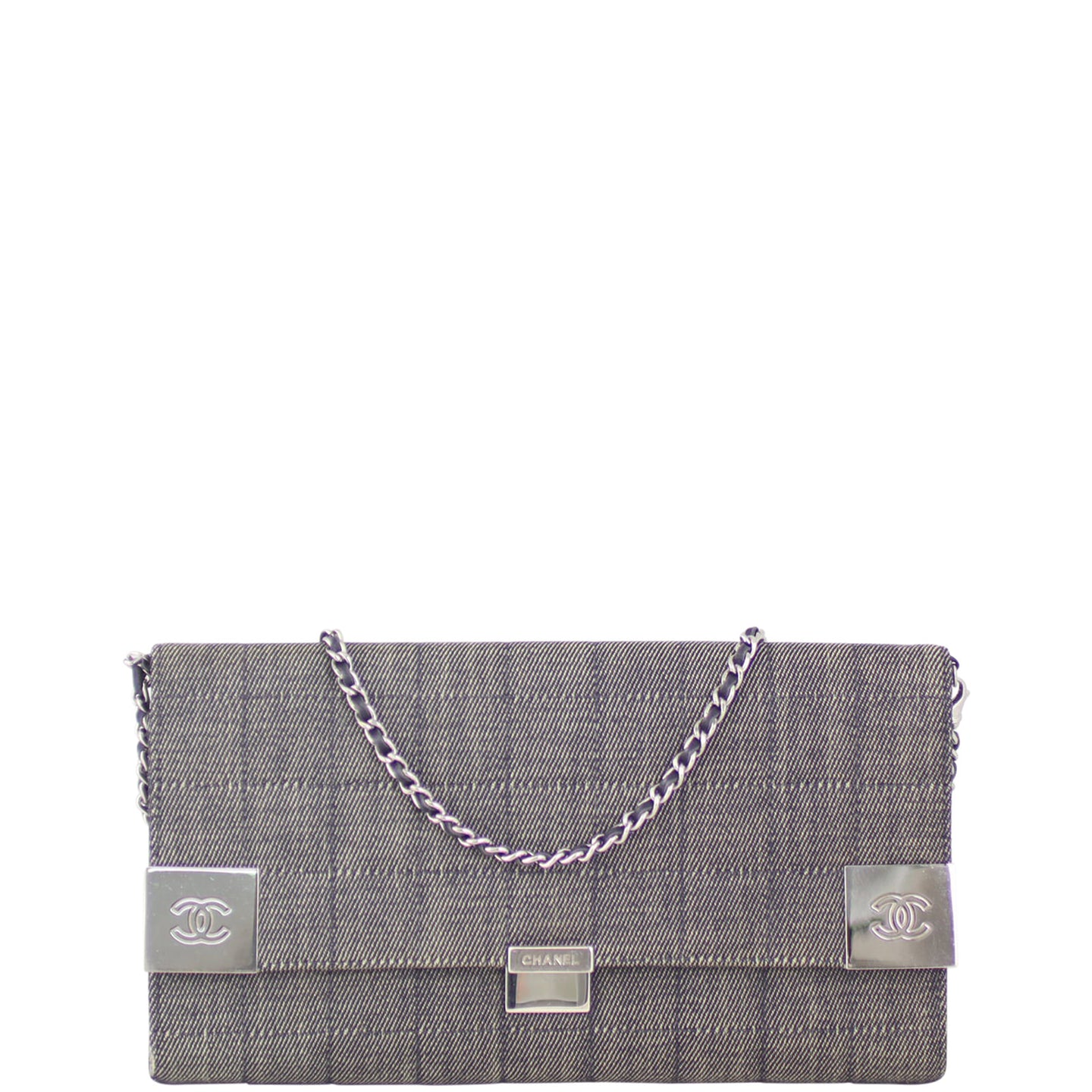 Chanel Denim Square Quilted Flap Bag Front