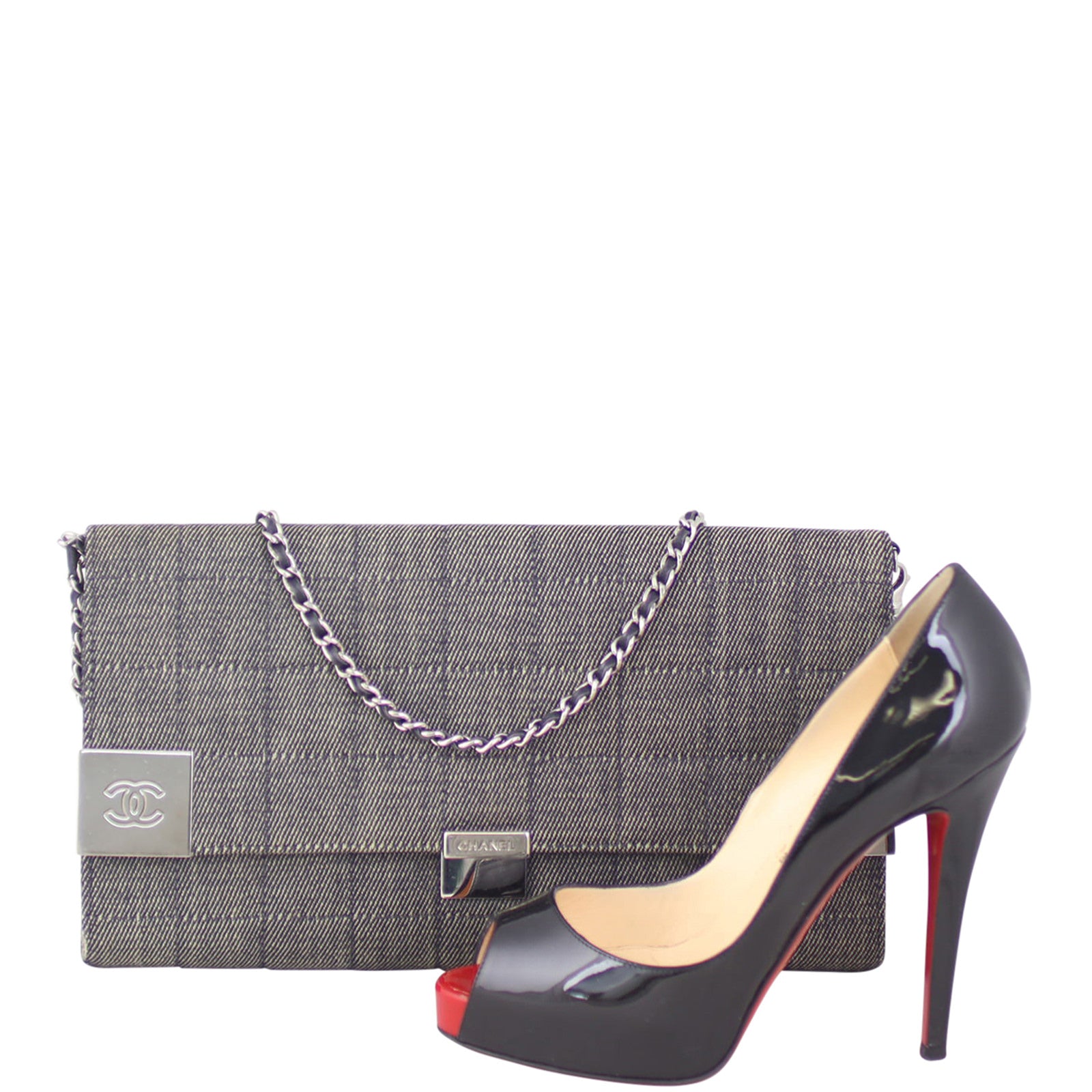 Chanel Denim Square Quilted Flap Bag Scale