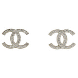 Chanel Crystal CC Stud Earrings Front