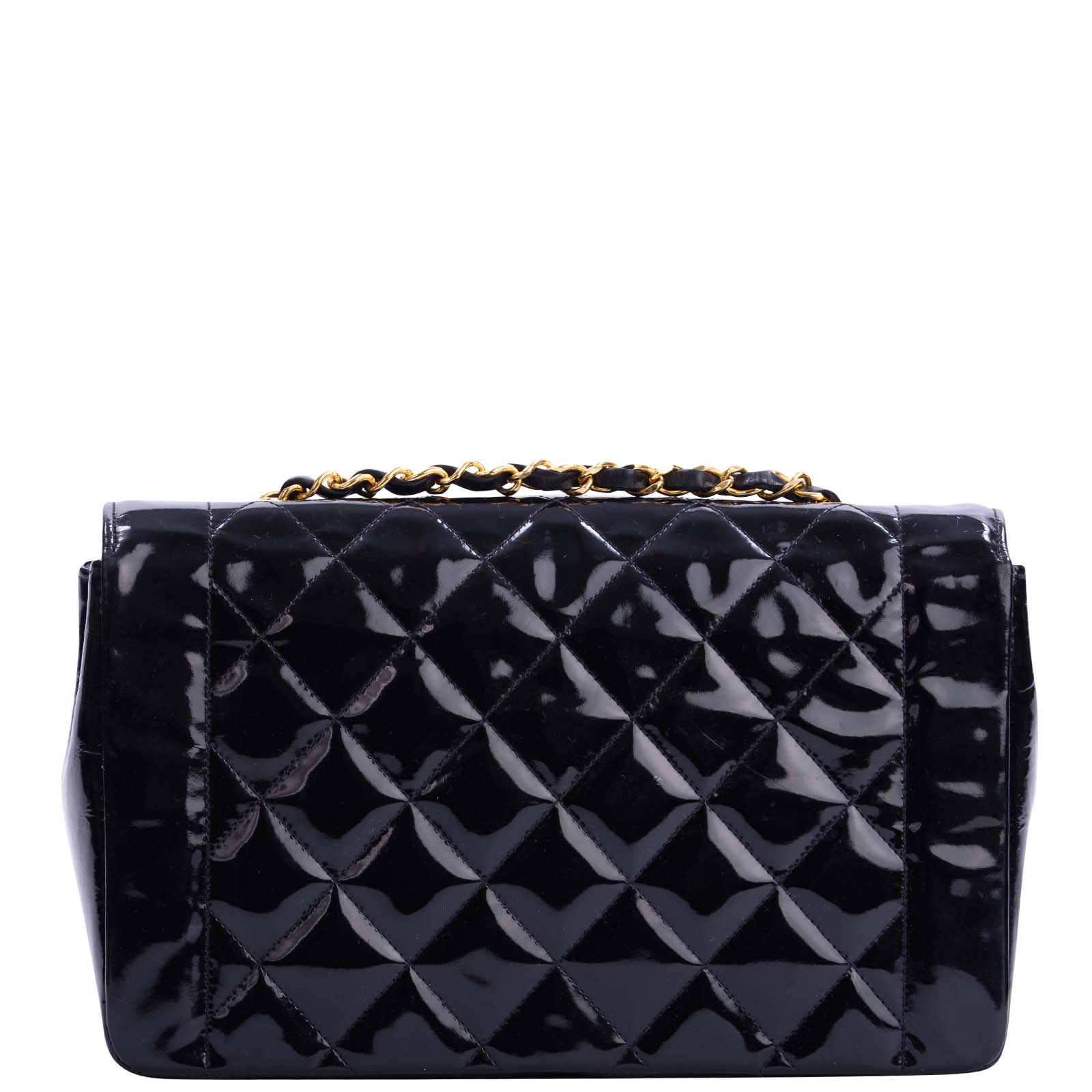 Chanel Quilted Diana Patent Flap Bag Back