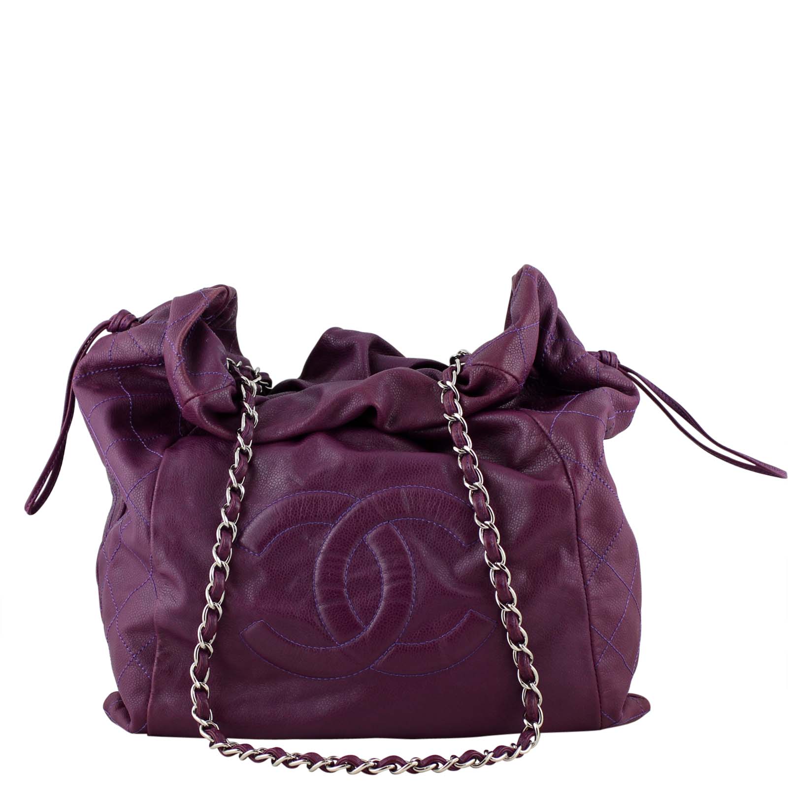 Chanel Caviar 31 Drawstring Tote Front Relaxed