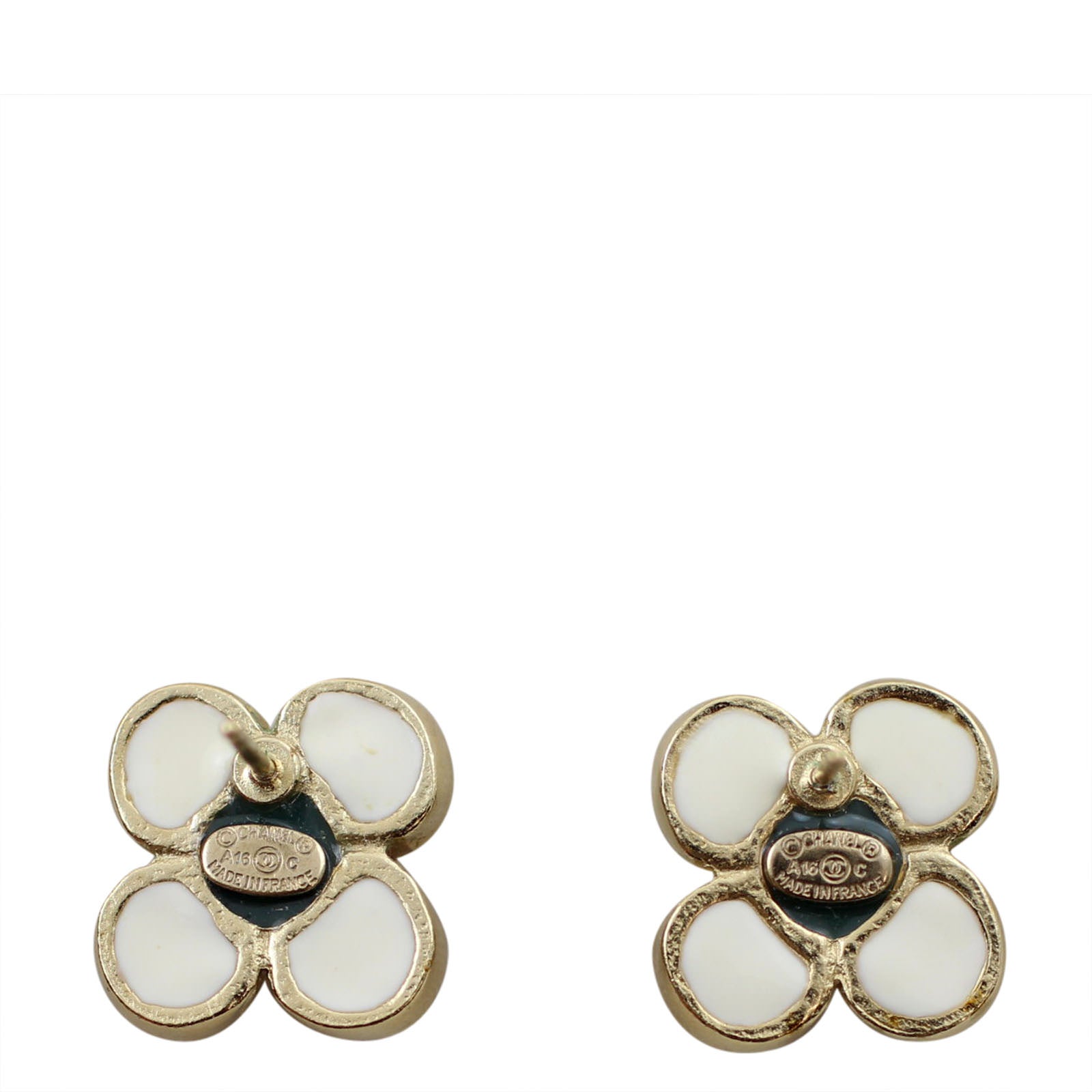 Chanel CC Flower Earrings back off