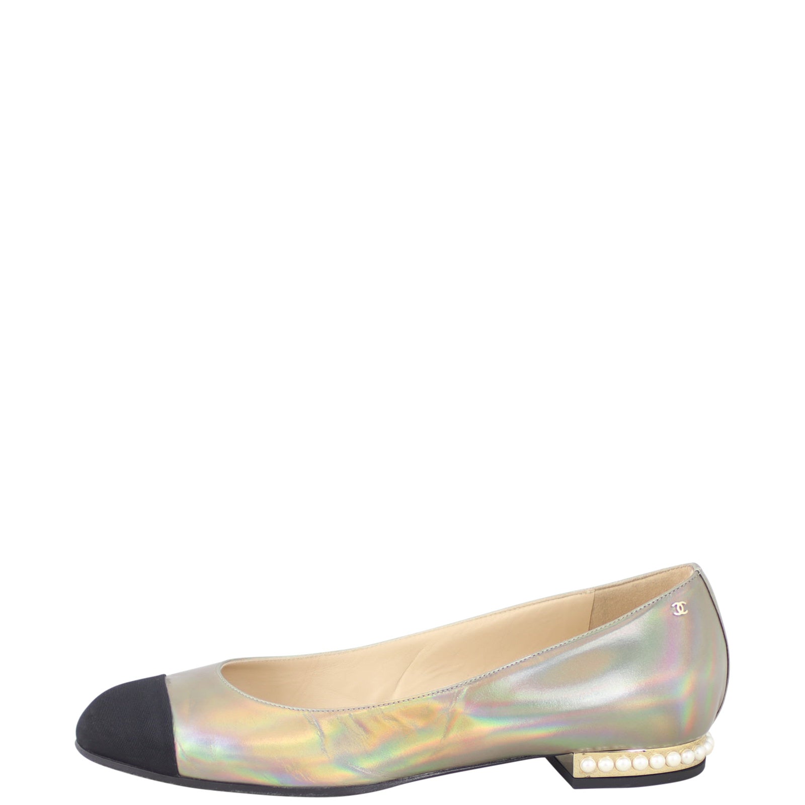 Chanel Iridescent Cap Toe Flats Side