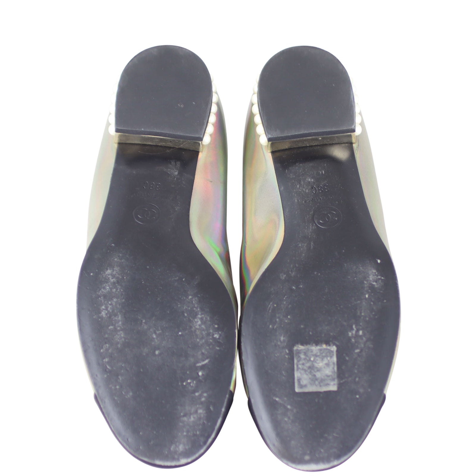 Chanel Iridescent Cap Toe Flats Soles