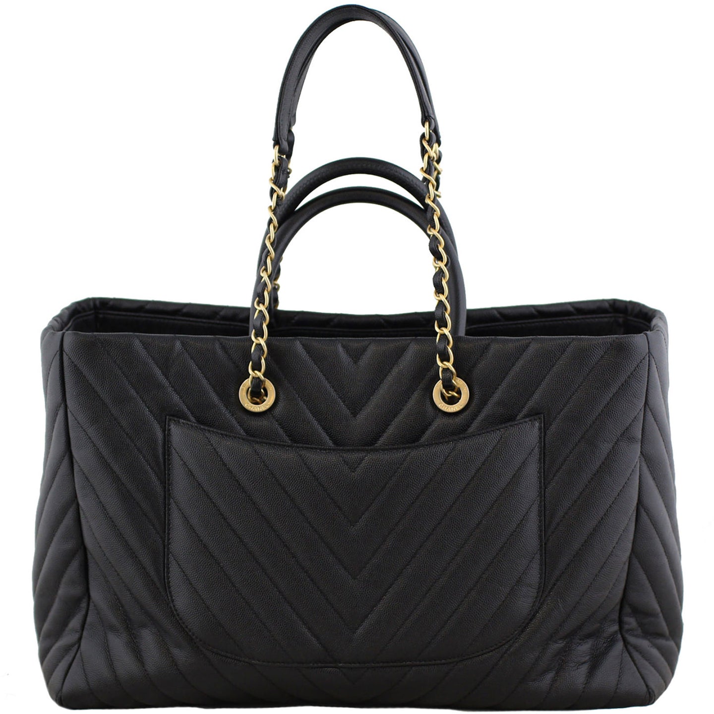 Chanel Chevron Large Shopping Bag Back