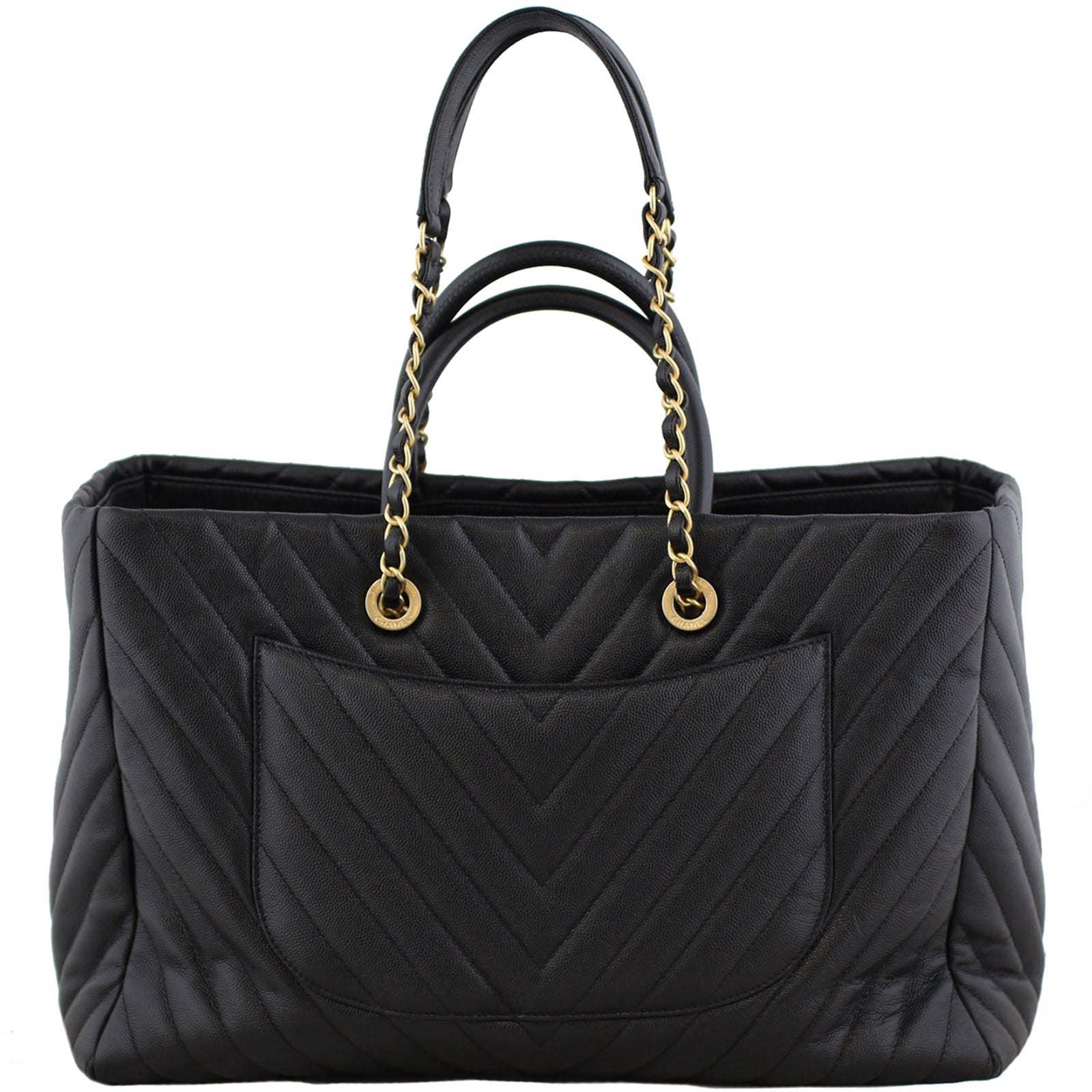 Chanel Chevron Large Shopping Bag Back