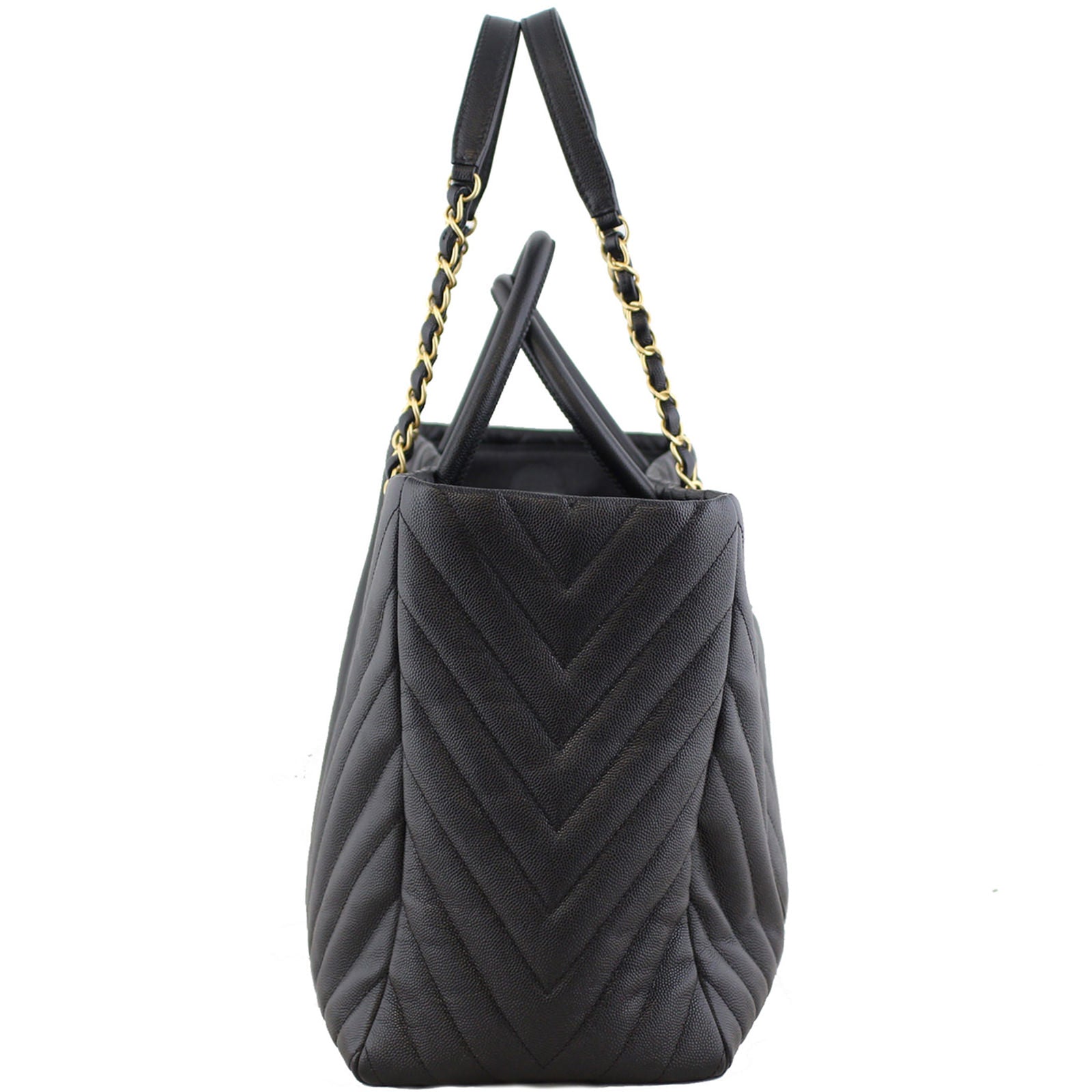 Chanel Chevron Large Shopping Bag Left