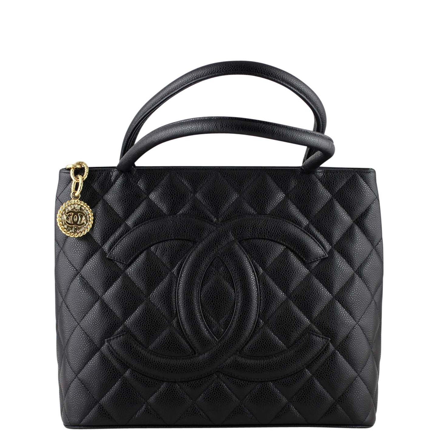 Chanel Medallion Tote Handles from front
