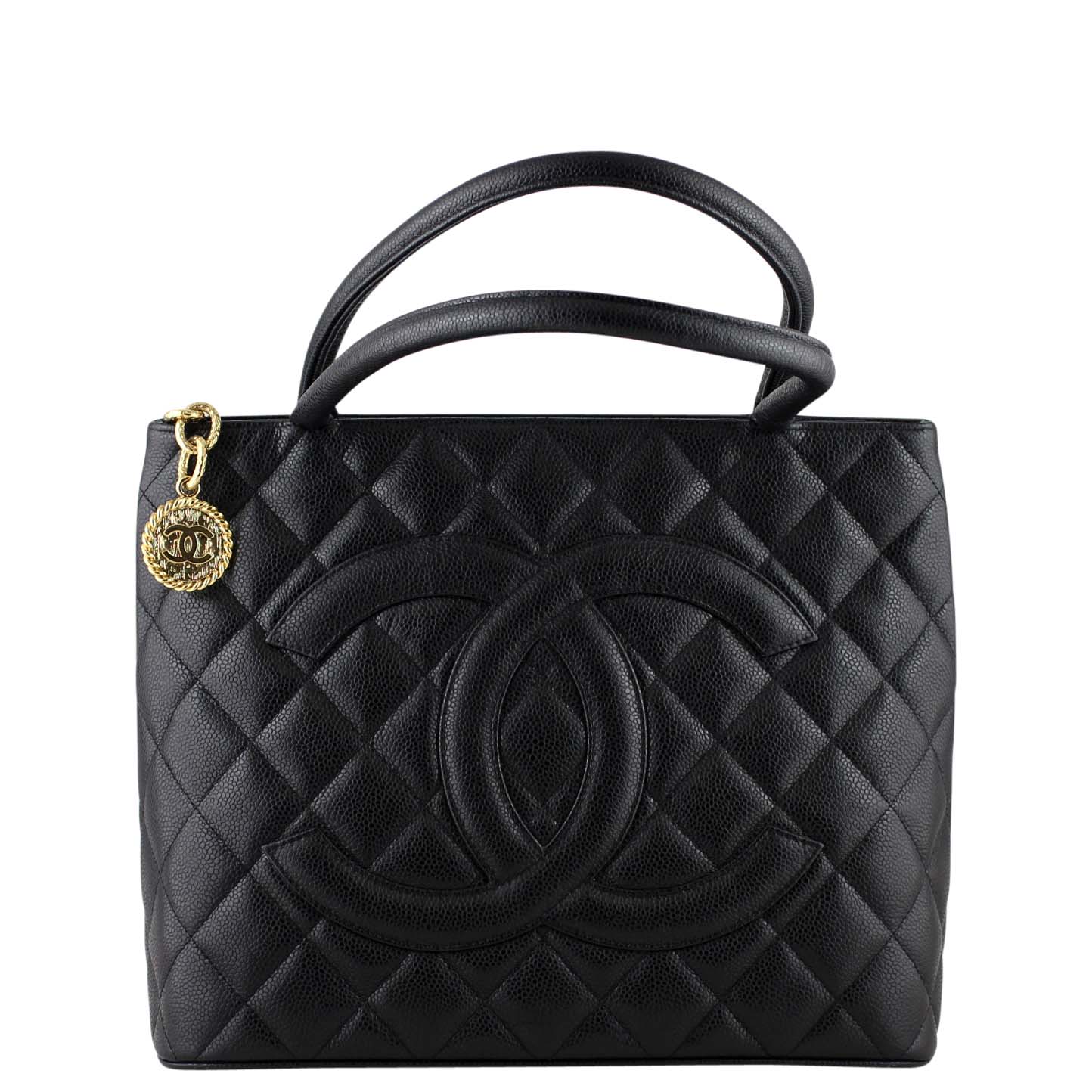 Chanel Medallion Tote Handles from front
