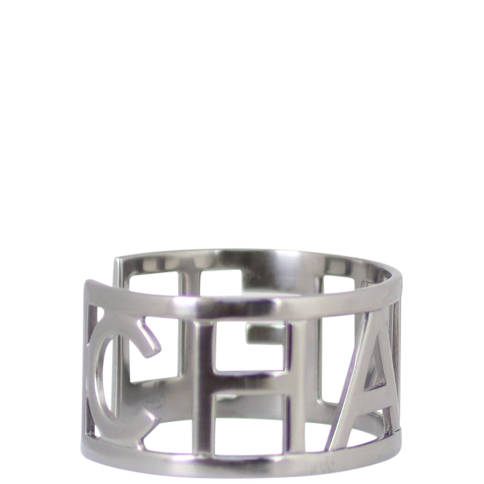 Chanel Metal Logo Cuff Left Side