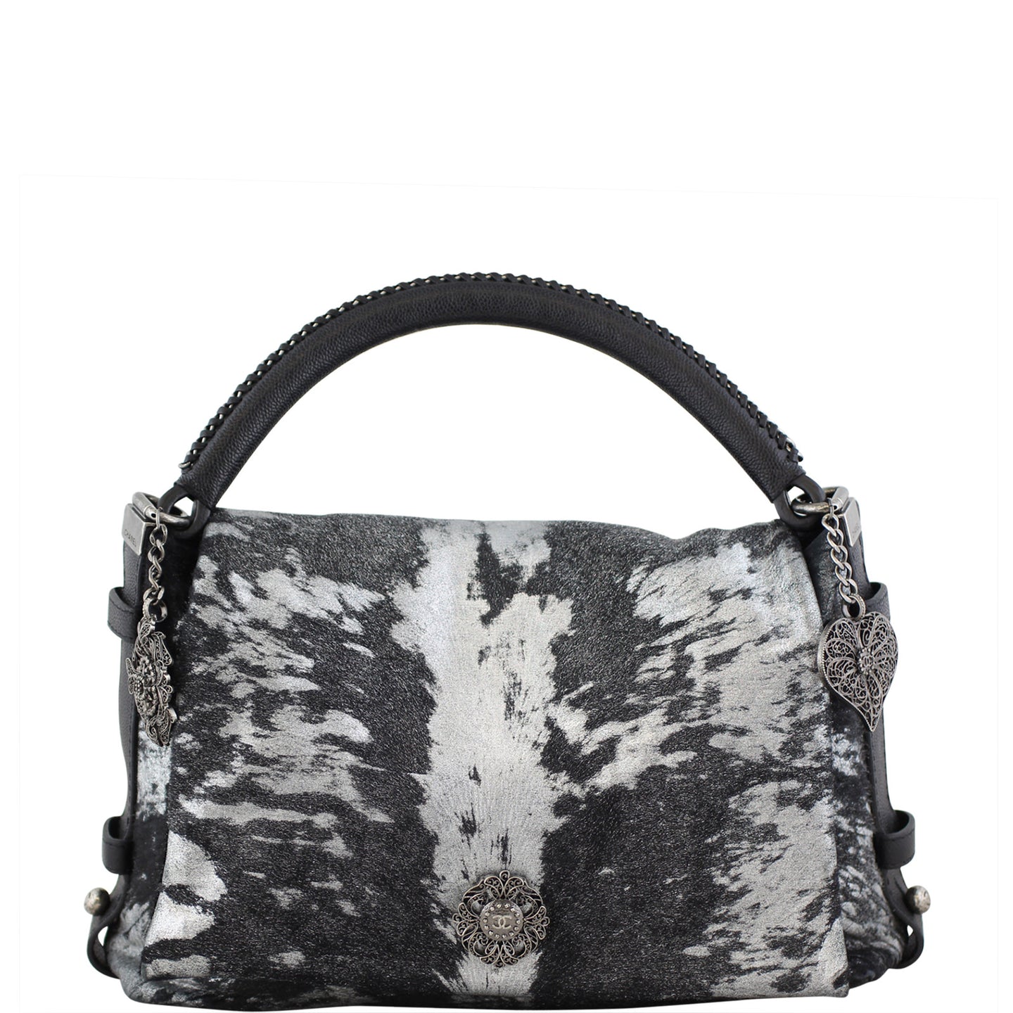 Chanel Metallic Pony Hair Top Handle Bag Front