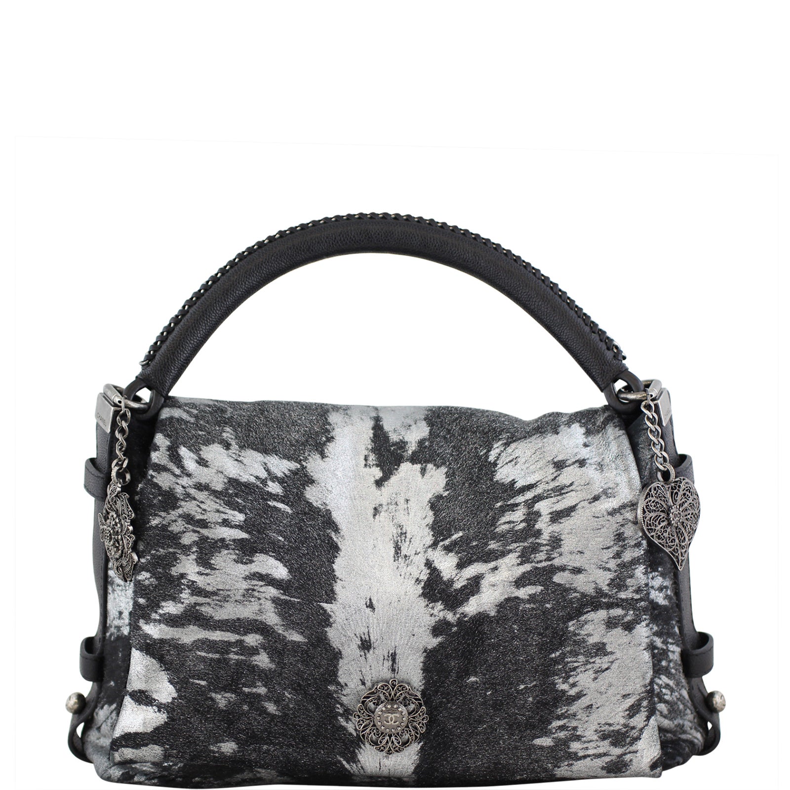 Chanel Metallic Pony Hair Top Handle Bag Front