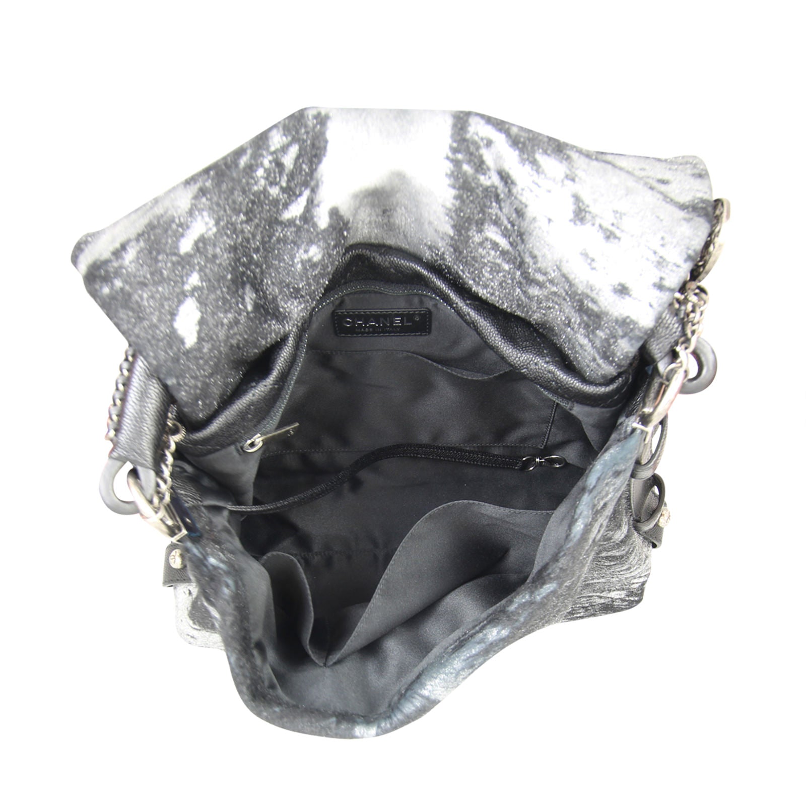 Chanel Metallic Pony Hair Top Handle Bag Interior