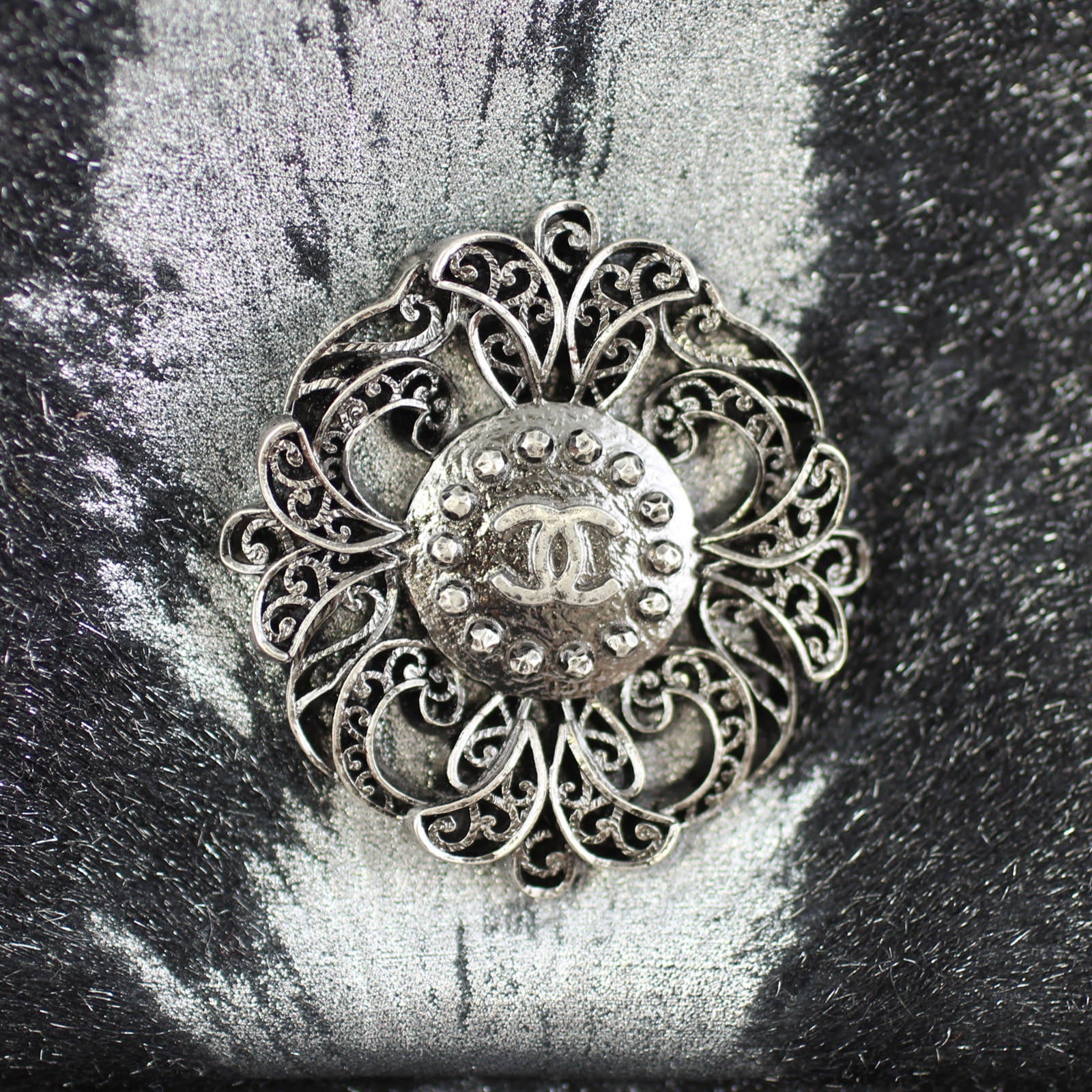 Chanel Metallic Pony Hair Top Handle Bag Lock