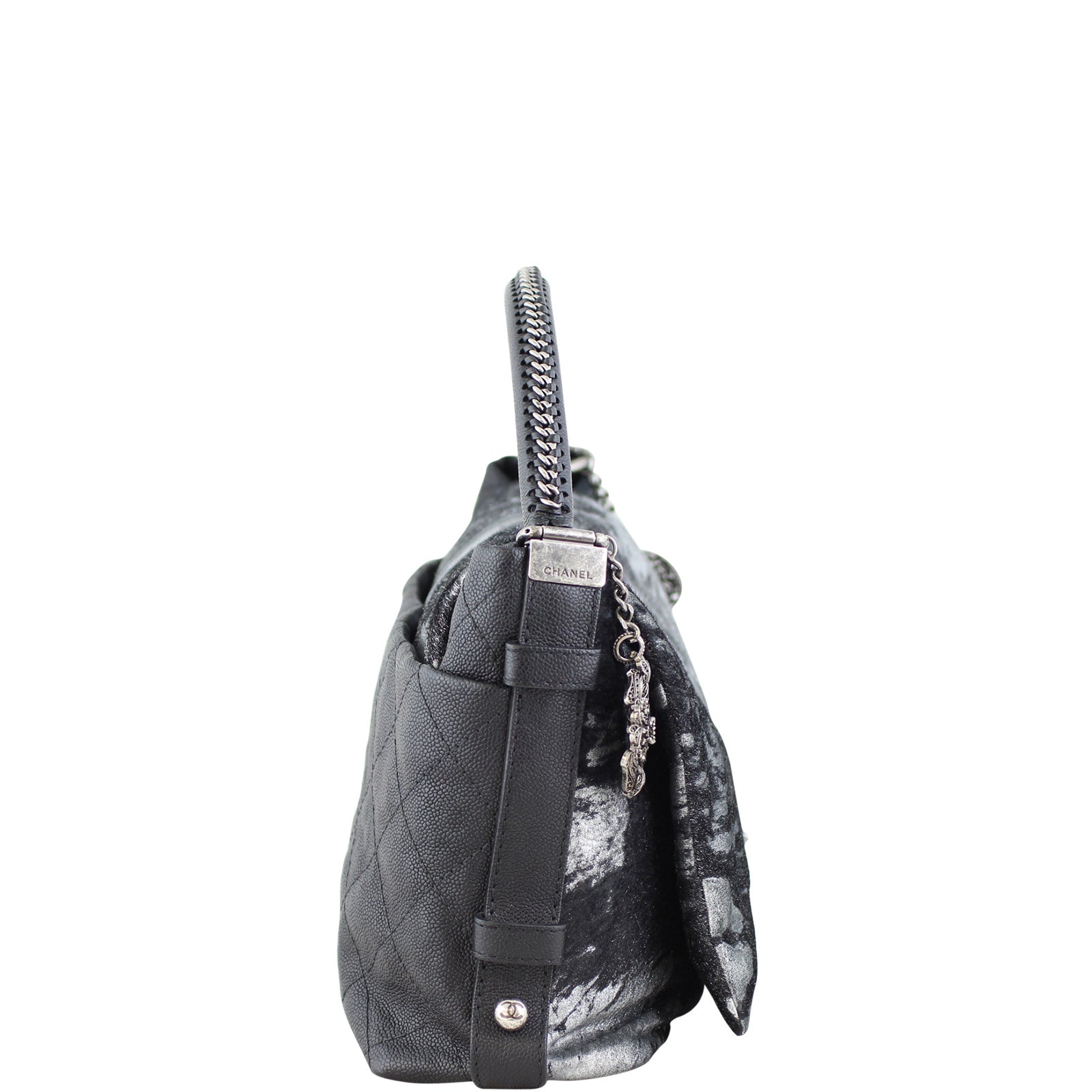 Chanel Metallic Pony Hair Top Handle Bag Right