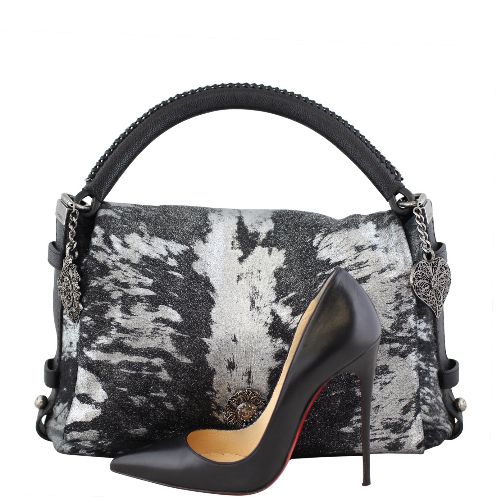 Chanel Metallic Pony Hair Top Handle Bag Scale