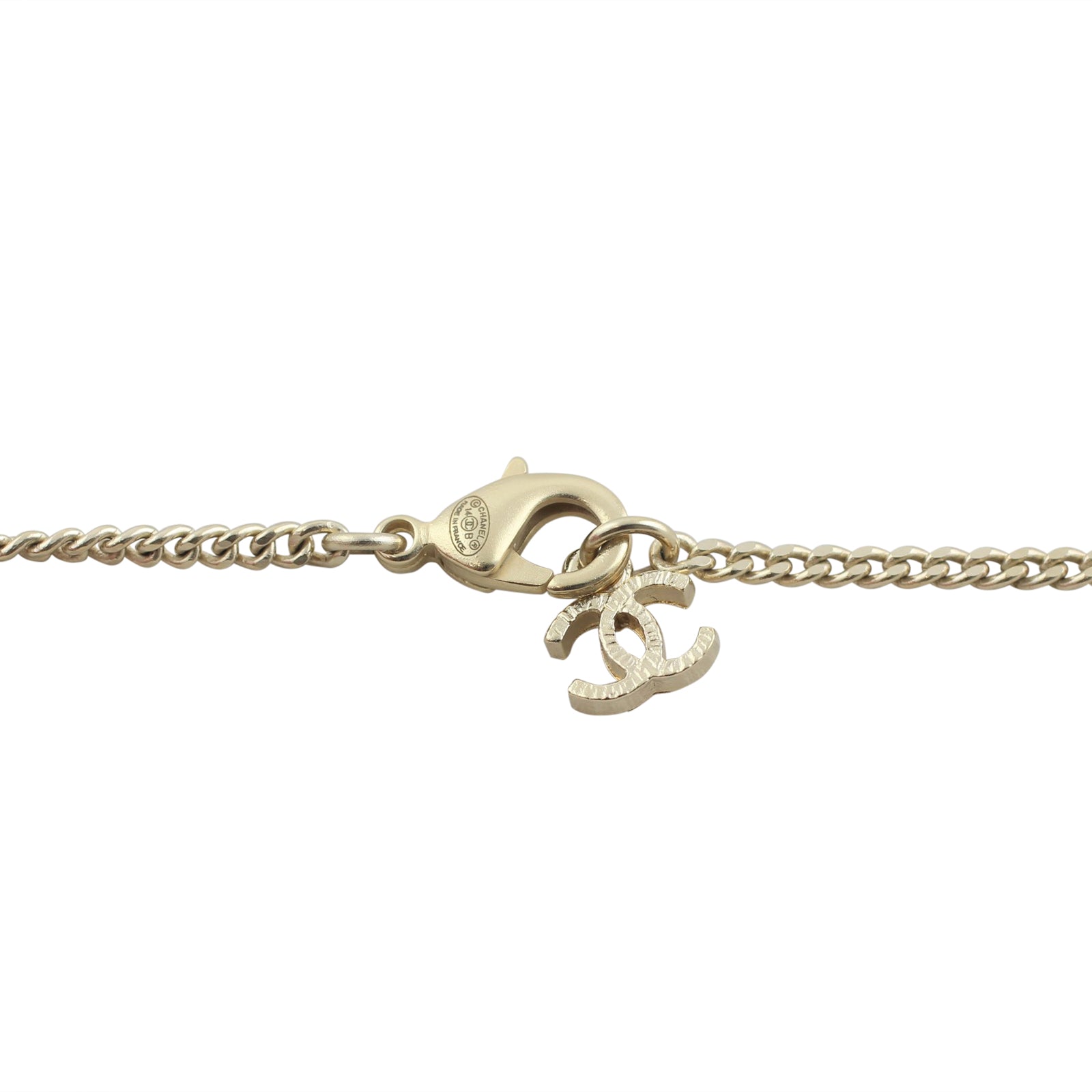 Chanel CC Faux Pearl Large Pendant Necklace Lock