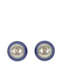 Chanel Pearlescent Resin Coated Button Earrings Front