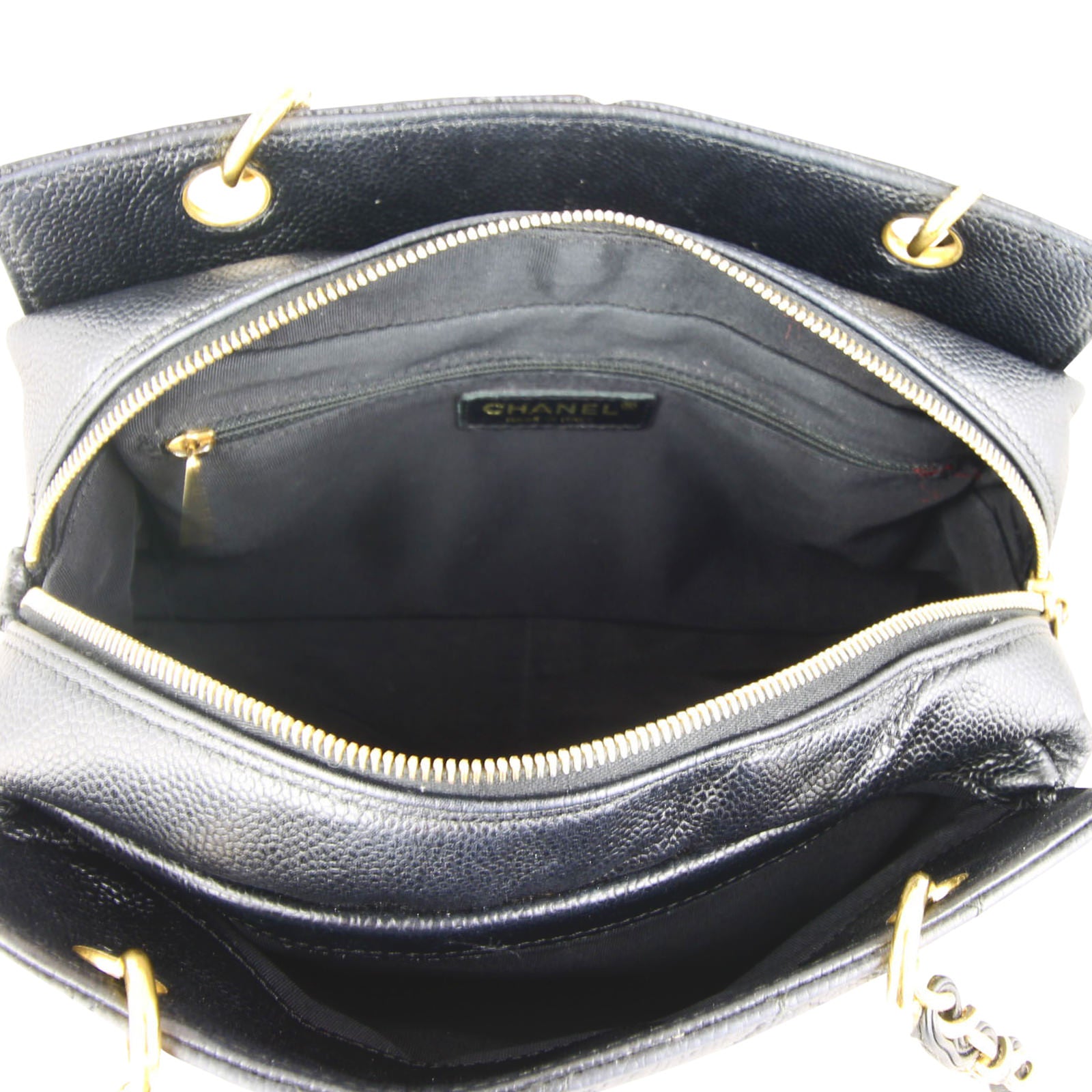 Chanel Petite Timeless Shopping Tote interior