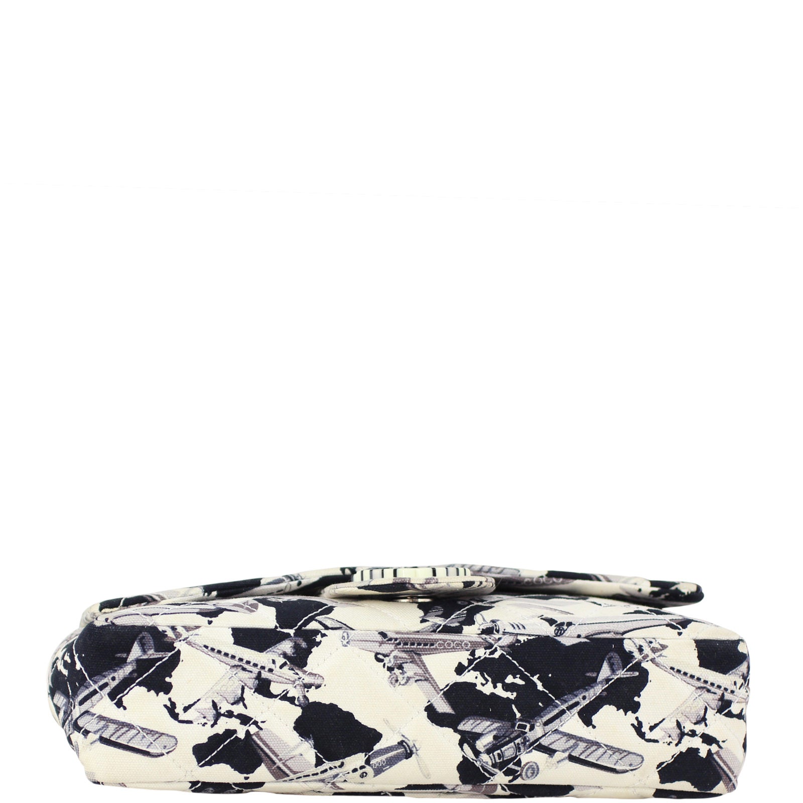 Chanel Printed Airplane Canvas Single Flap Medium Base