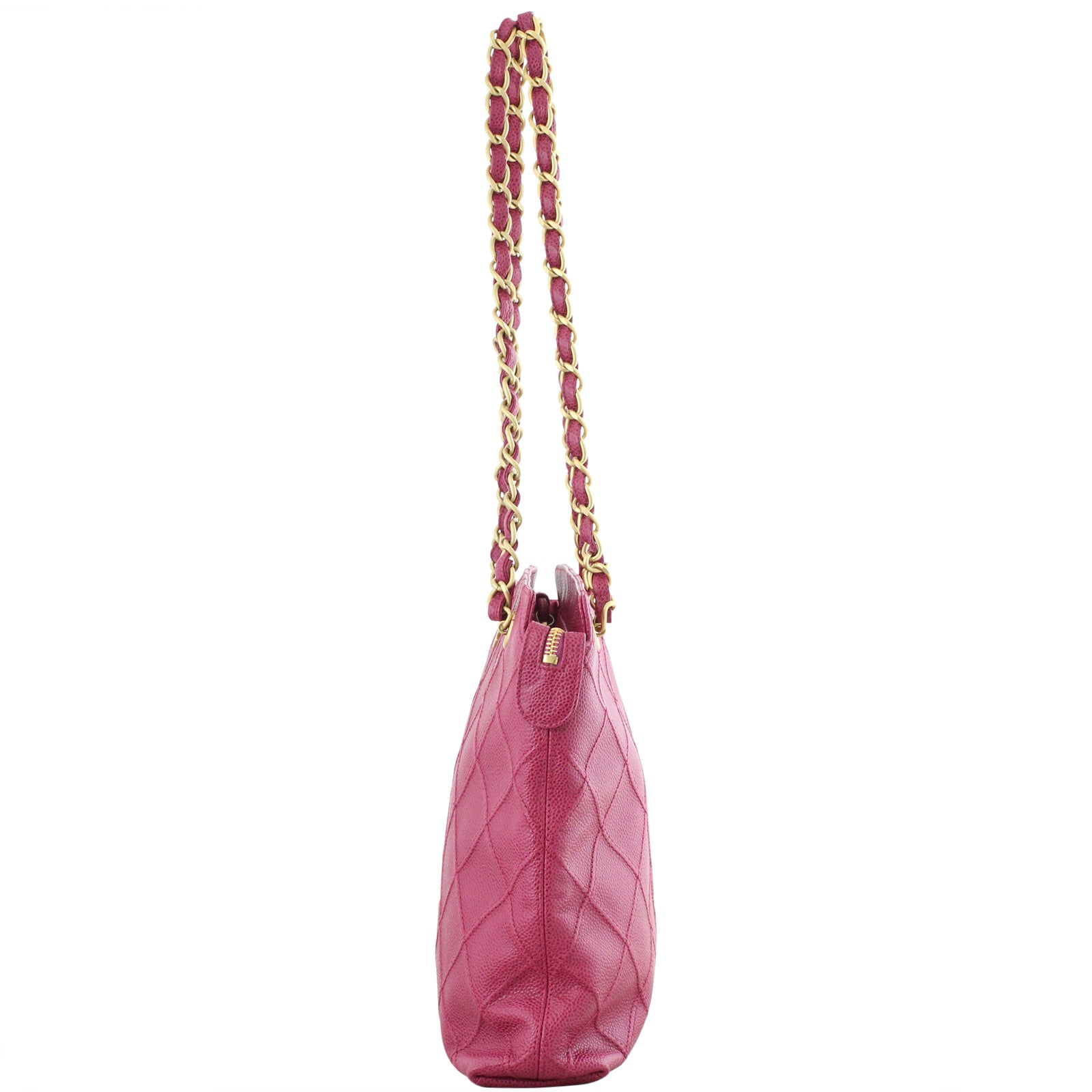 Chanel Petite Quilted Caviar Tote Left