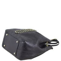 Chanel Quilted CC Drawstring Bucket Bag Corner