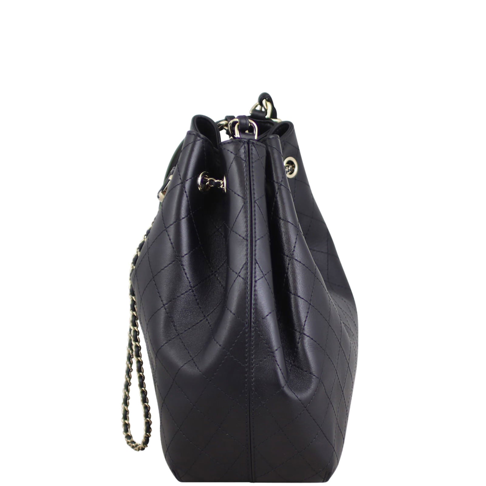 Chanel Quilted CC Drawstring Bucket Bag Side