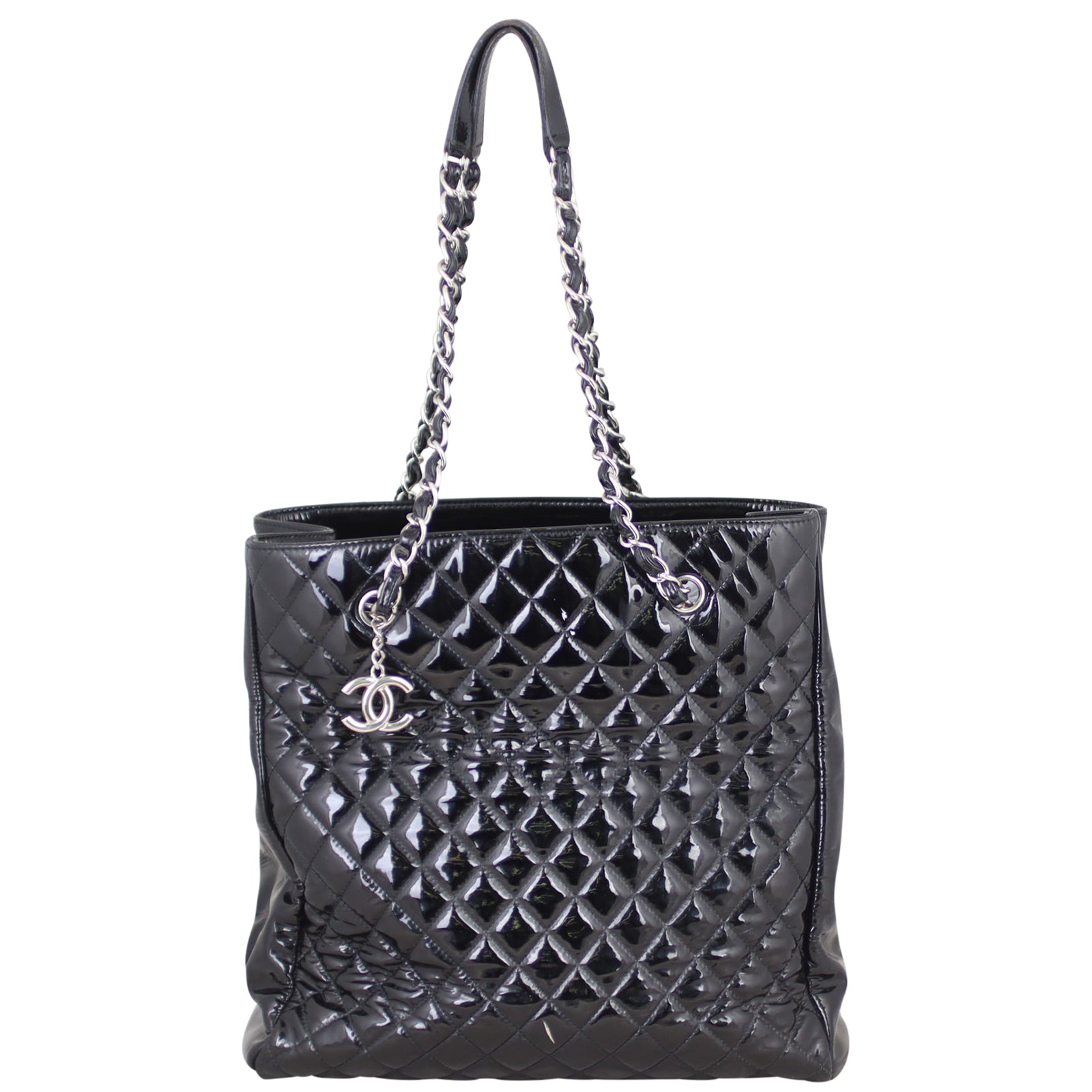 Chanel Quilted Patent Leather Tote Front