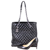 Chanel Quilted Patent Leather Tote Shoe