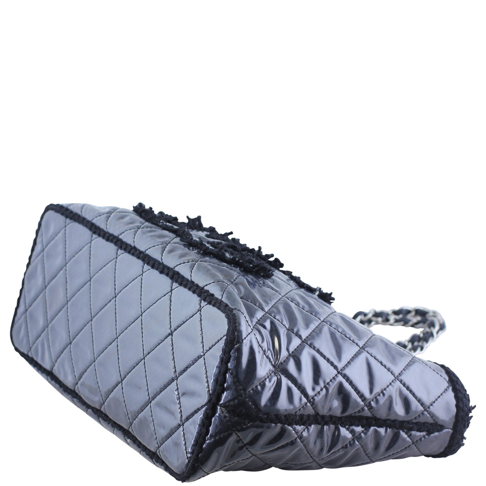 Chanel Quilted Vinyl and Tweed Tote Corner