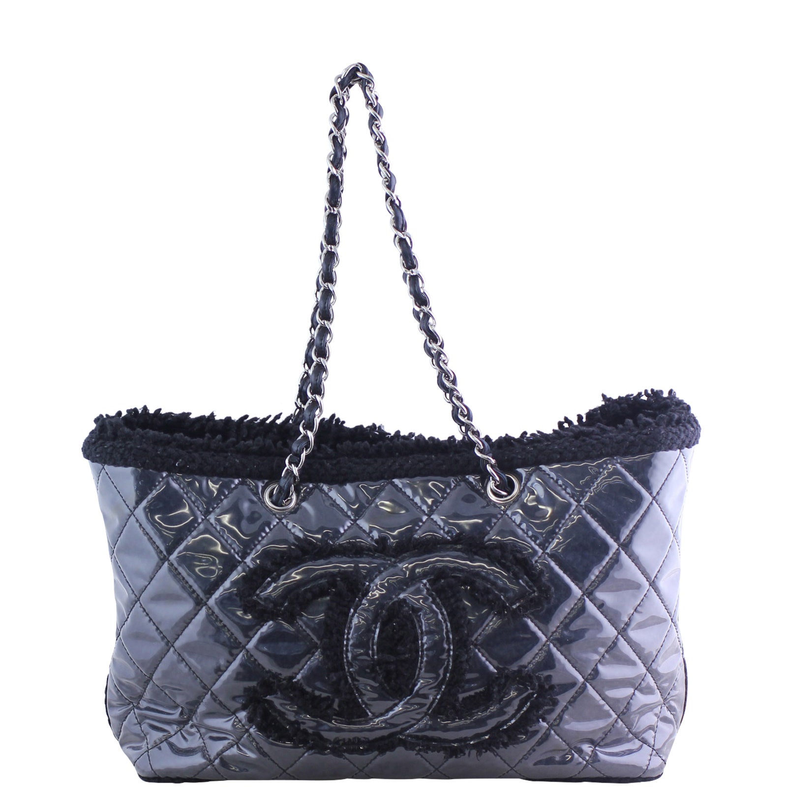 Chanel Quilted Vinyl and Tweed Tote Front