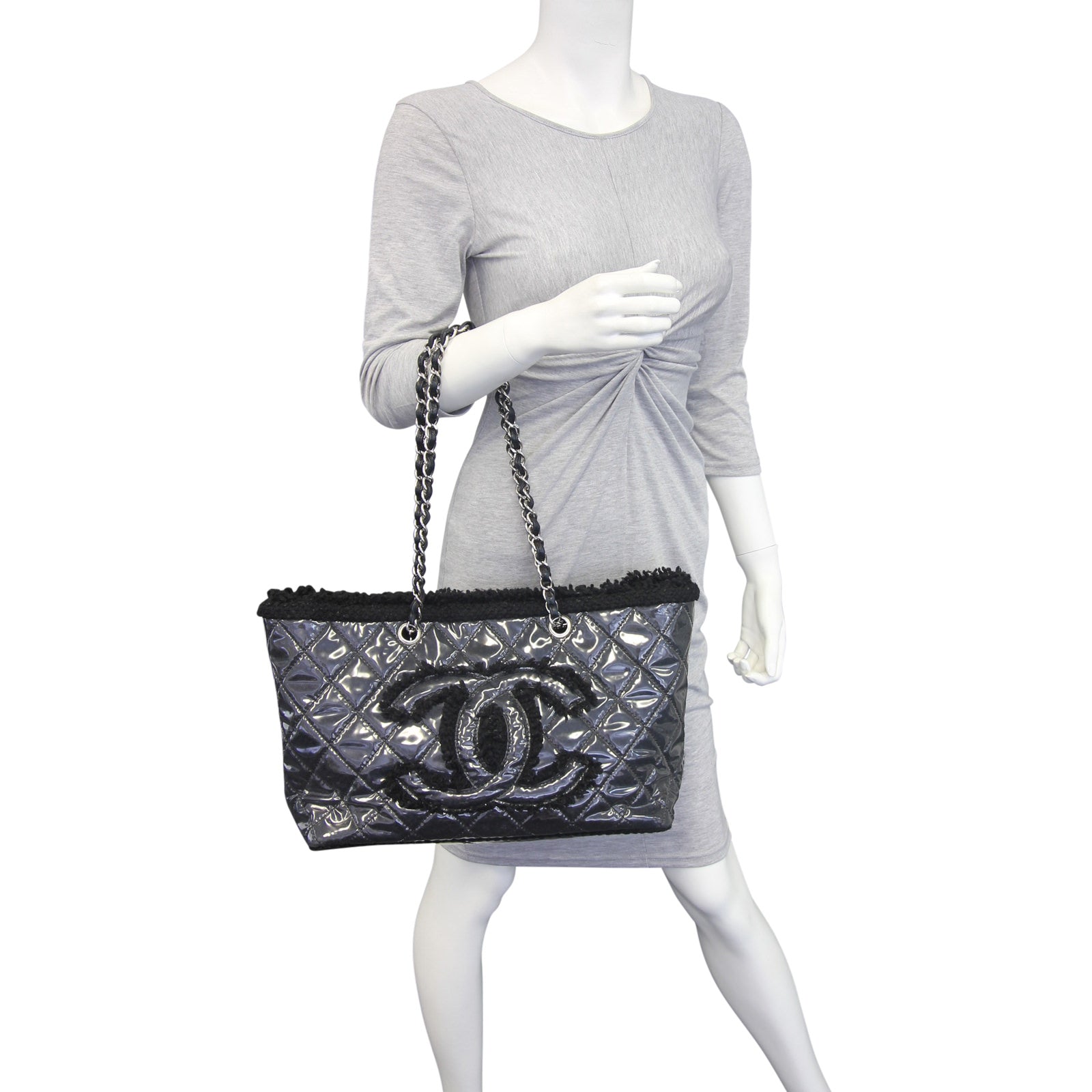 Chanel Quilted Vinyl and Tweed Tote Mannequin